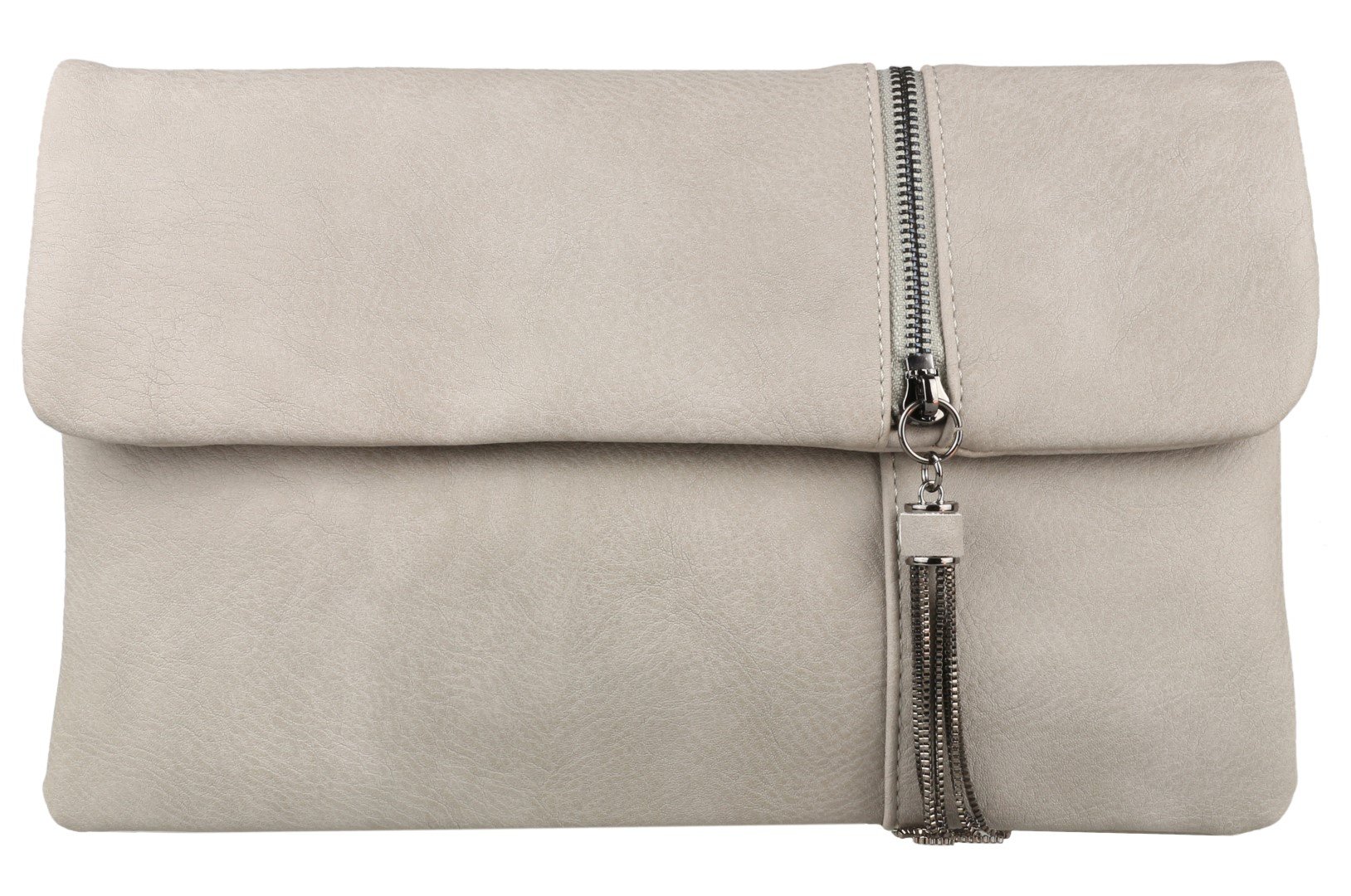 Girly Handbags Womens Zipper Flap Clutch Bag - Grey