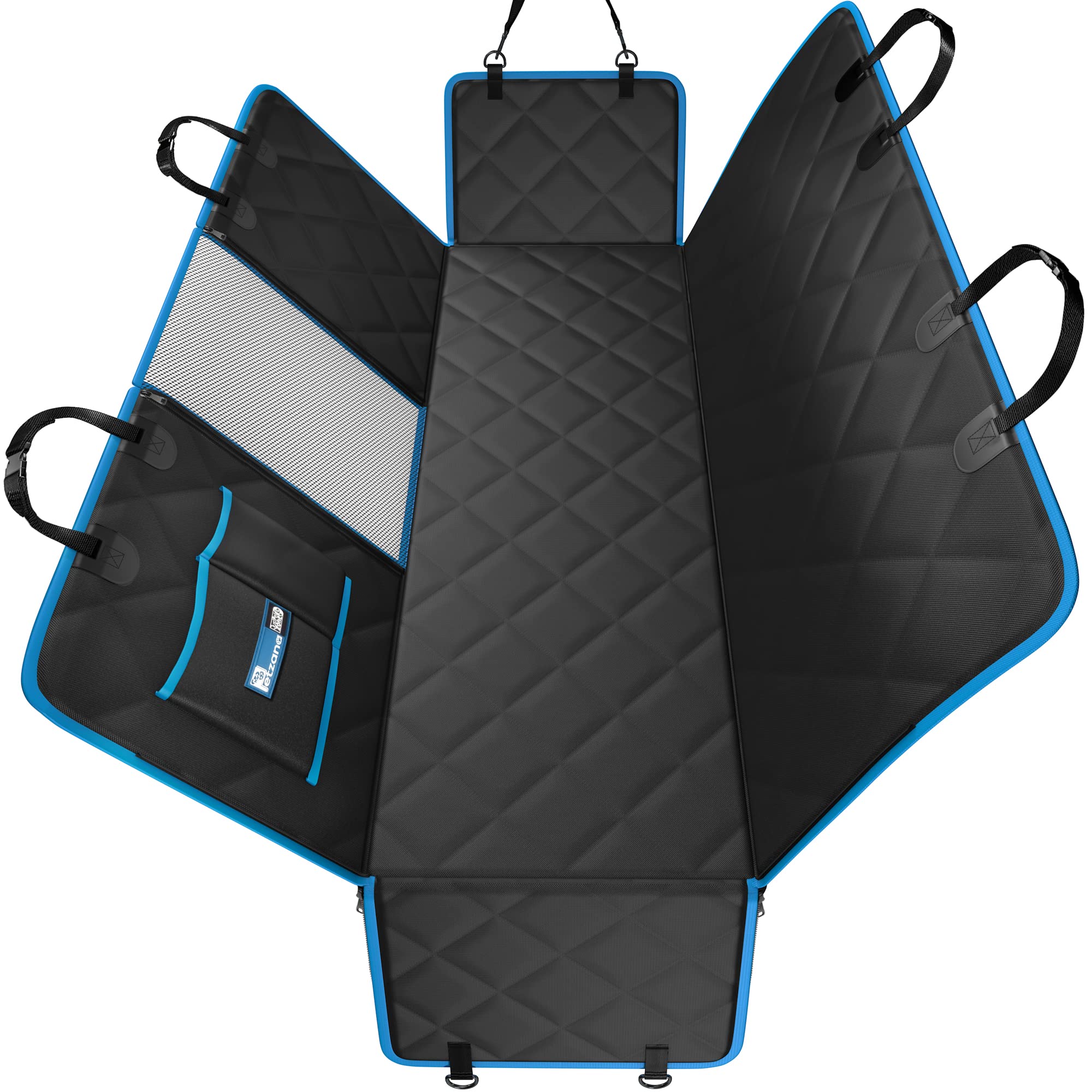 Dog Hammock for Car Back seat with Mesh Visual Window, Side Flaps with Zipper, Padded 4 Layers Waterproof Heavy Duty Hammock with Storage Bag, Scratch Proof Nonslip Pet Car Seat Cover