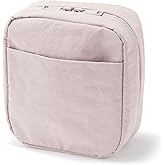 MUJI Rumpled Nylon Wide-Open Pouch - Square Cosmetic Bag For Travel In Dark Gray