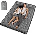 QPAU Camping Sleeping Pad, 2 Person Camping Mat, Enhanced Support for Healthy, with Built-in Foot Pump, 4.7 Inch Durable Sleeping Mattress for Camping, Hiking, Backpacking and Home