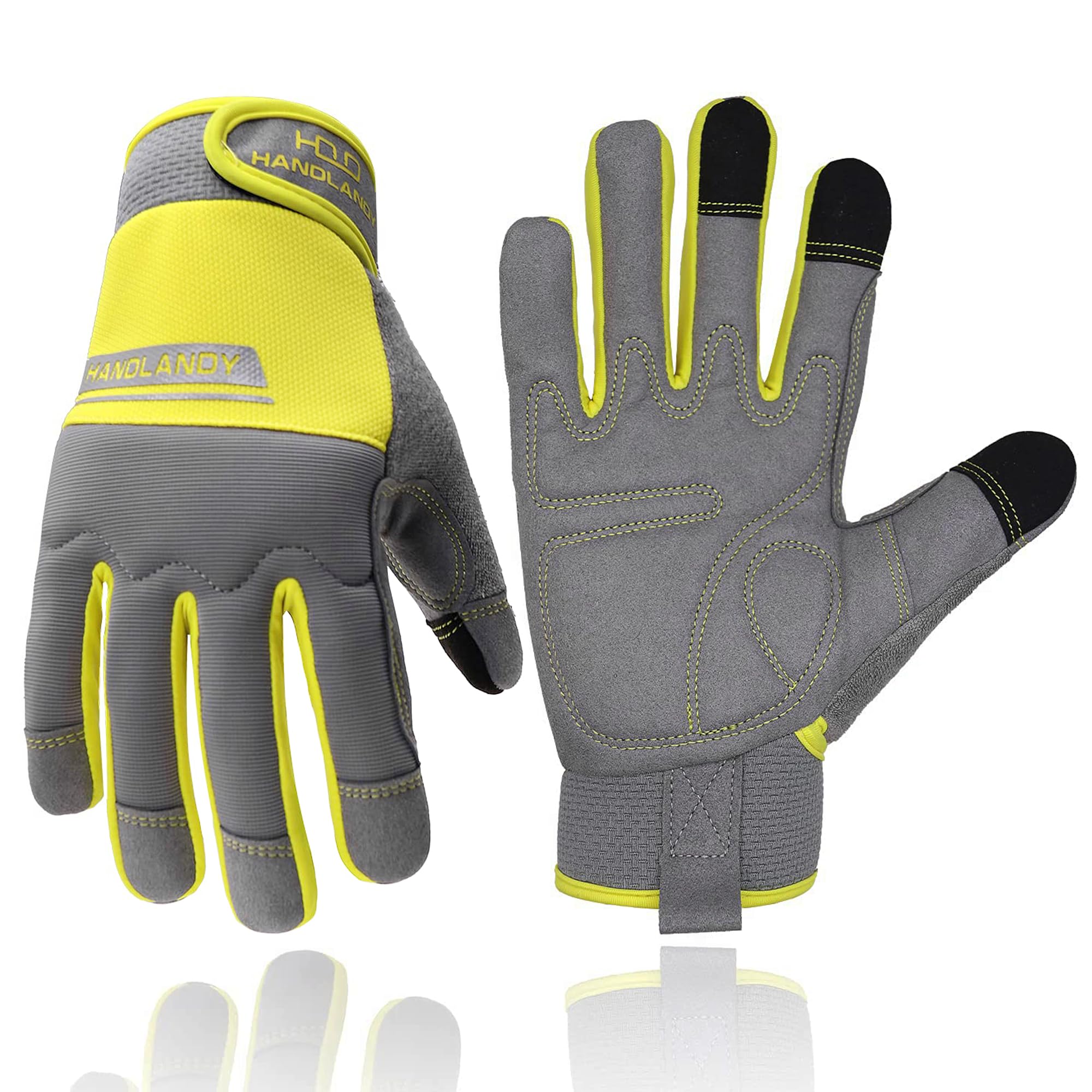 HLDD HANDLANDY UltraLight Safety Work Gloves, Mens & Women Multi-Functional Work Gloves with Extensive Palm Protection, Mechanic Gardening Construction DIY Glove with Touchscreen