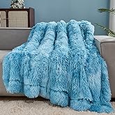 GONAAP Fuzzy Faux Fur Throw Blanket Tie-dye Ocean Blue Super Soft Cozy Plush Fuzzy Shaggy Blanket for Couch Sofa Bed (Tie-dye Ocean Blue, Throw(50"x60"))