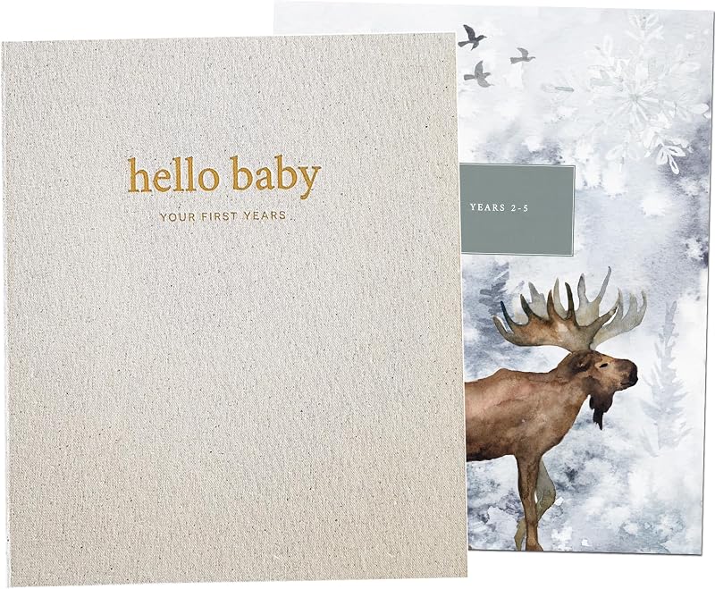 Peachly Unisex Baby Memory Book Linen Cover Milestones Keepsake