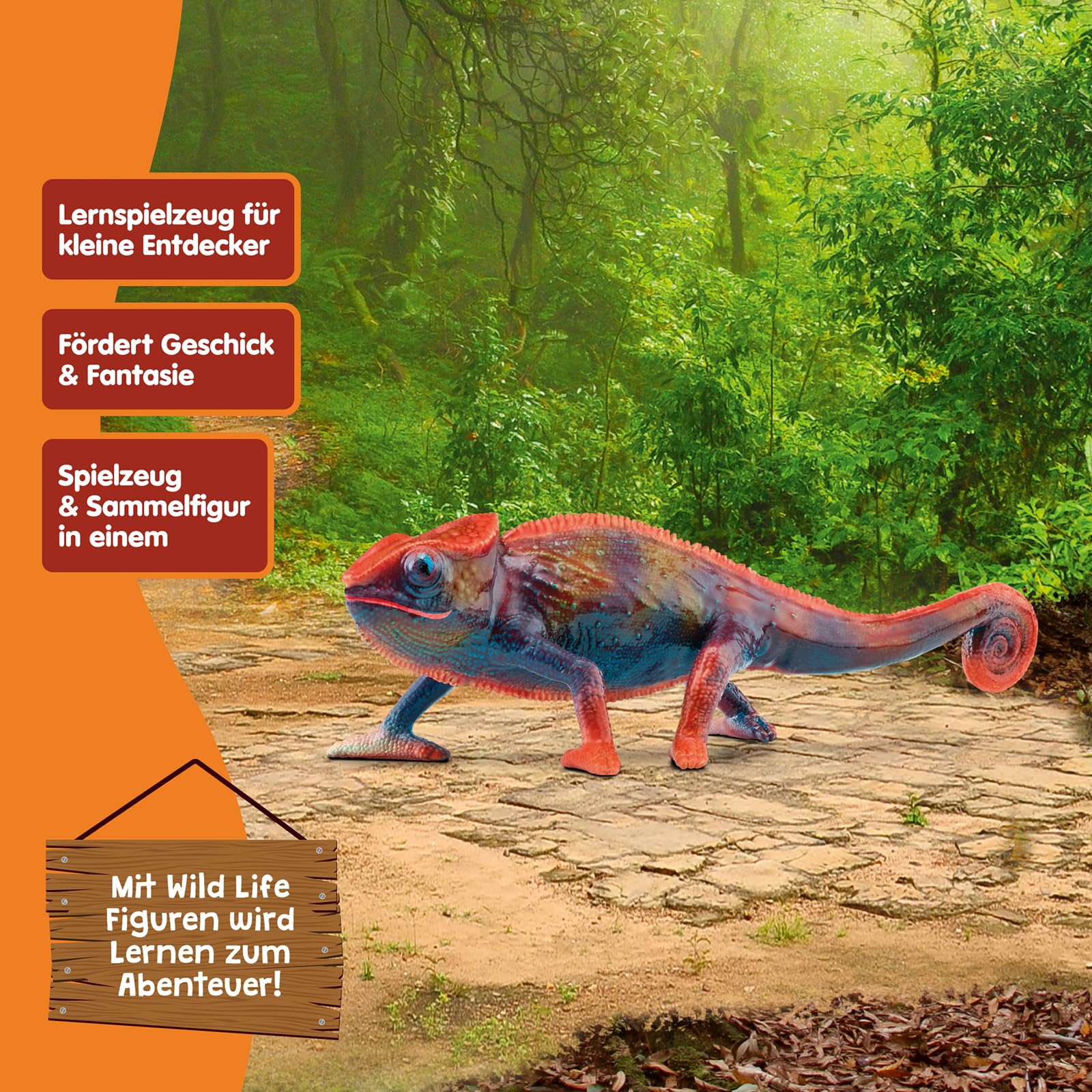 SCHLEICH WILD Life | Chamäleon 14858 | detailgetreue Tierfigur mit Farbwechsel | Zoo Spielzeug | tolles Geschenk für Jungen und Mädchen | Deko für Geburtstag | Spielfigur ab 3 Jahren | 10 x 3 x 5 cm 8