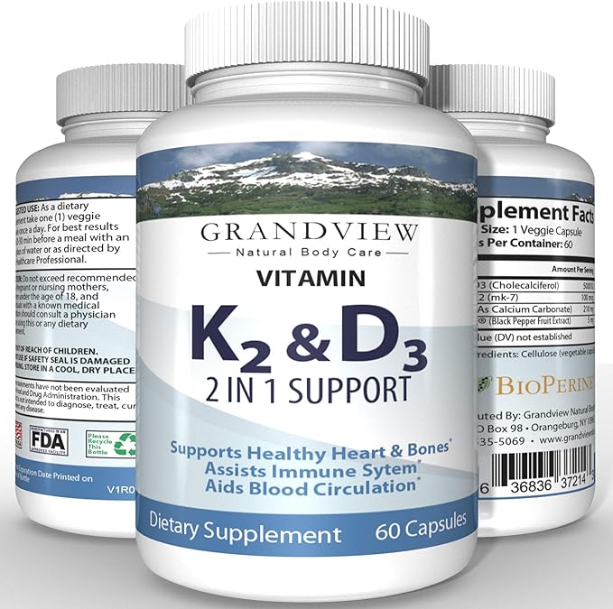 Grandview Vitamin K2/D3 Supplement Bone and Heart Health