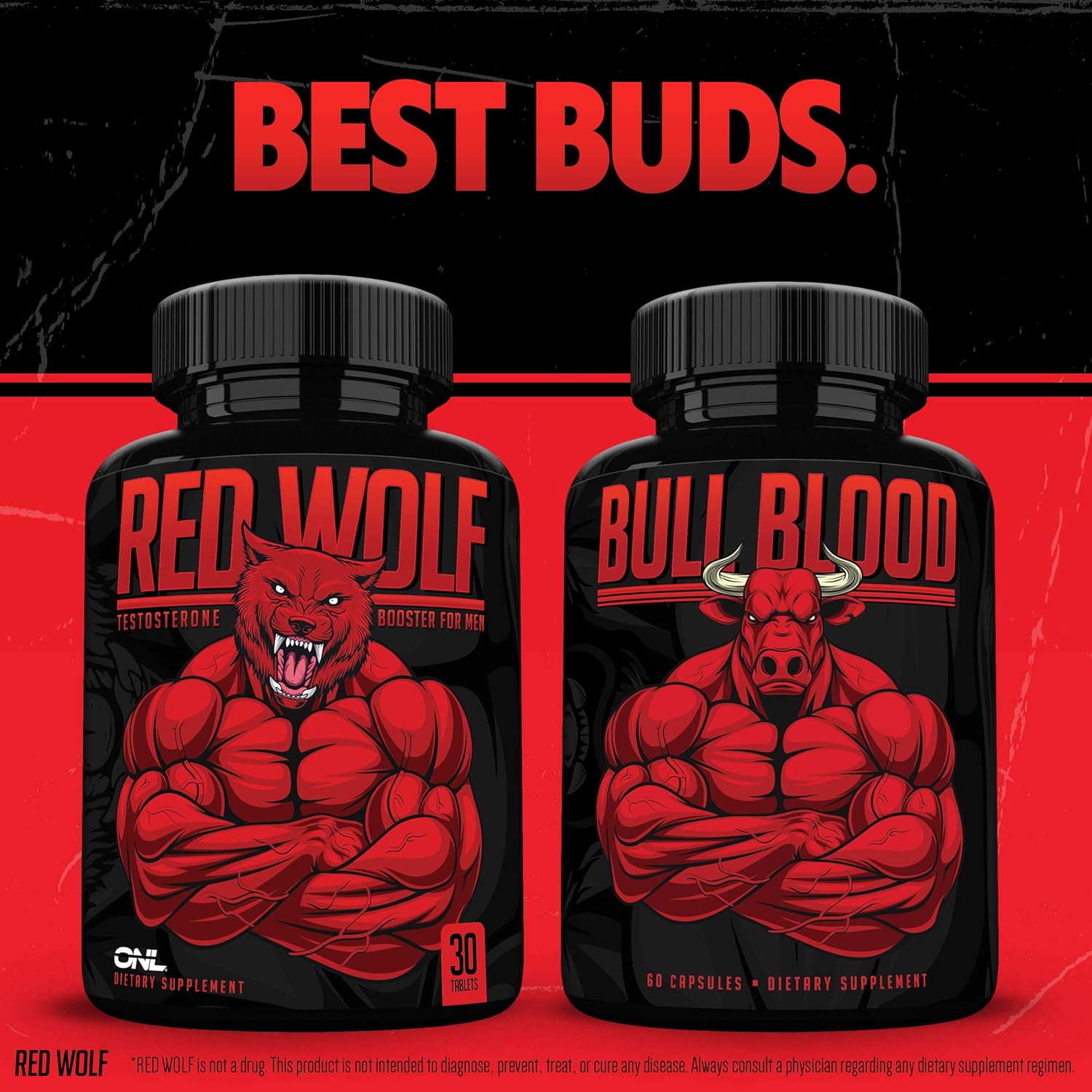 Red Wolf Testosterone Booster for Men - Enlargement Supplement - Ultimate Mens High Potency Endurance, Drive, and Strength Booster - Osyris Nutrition Lab - 1 Month Supply - Made in USA: Health & Personal Care