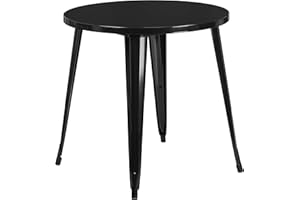 EMMA + OLIVER Commercial Grade 30" Round Black Metal Indoor-Outdoor Table