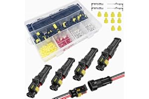 ZUOZE 20 Kit 2 Pin Connector with Storage Box, 20-16 AWG Waterproof Electrical Automotive Wire Connector, 1.5mm Series Terminals Male Female Car Connectors Plug Sets