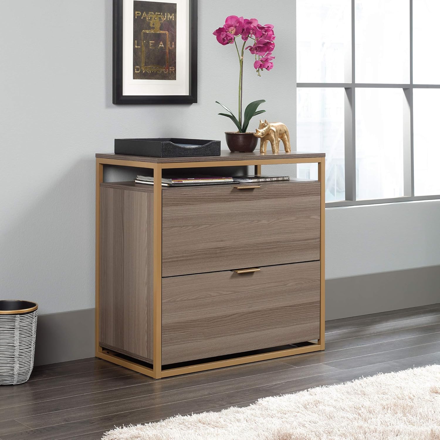 Sauder International Lux Lateral File, L: 30.32" x W: 16.54" x H: 29.72", Diamond Ash: Furniture & Decor