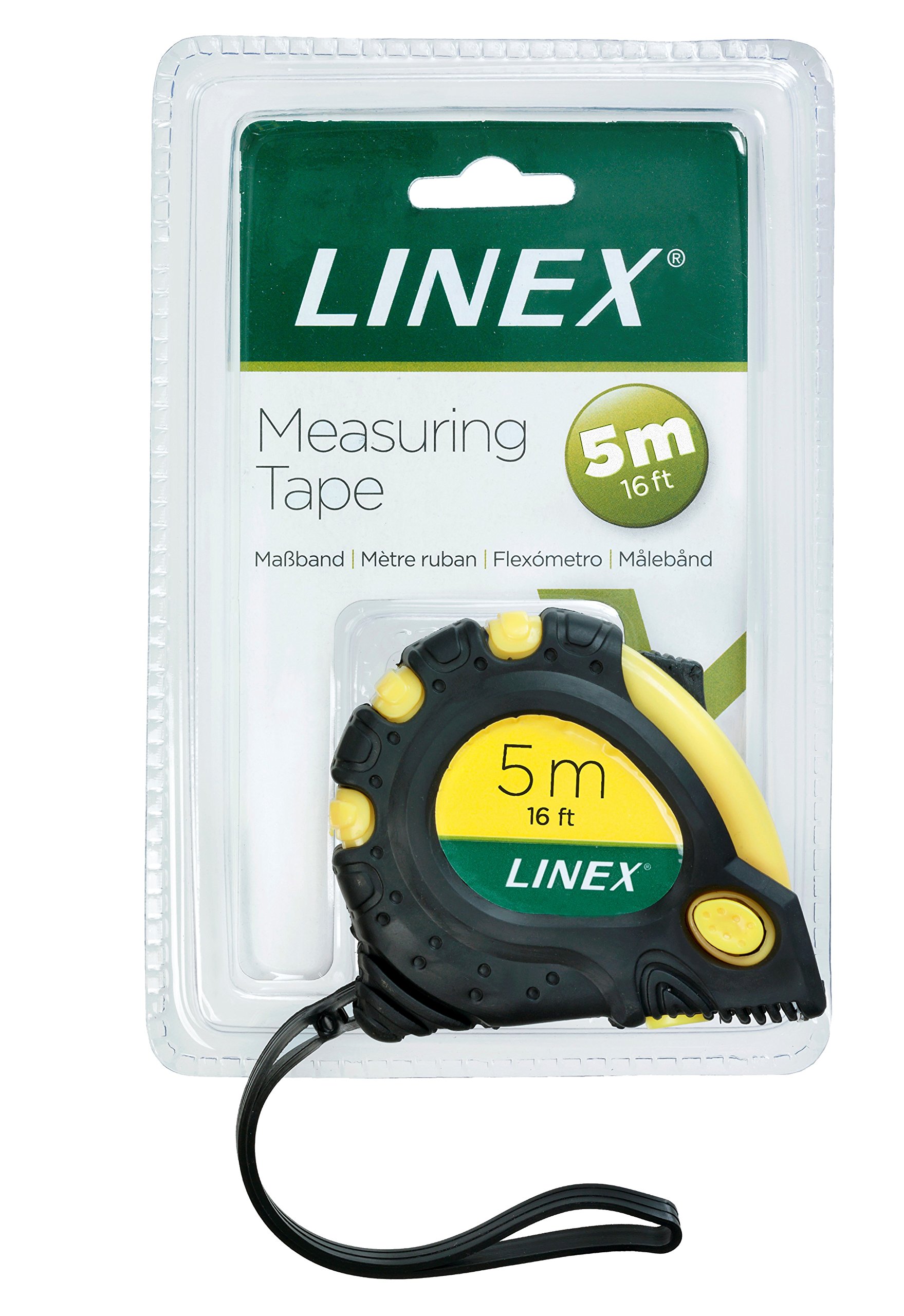 Tape Measure 5m, with Hook and Non-Slip Surface, Linex