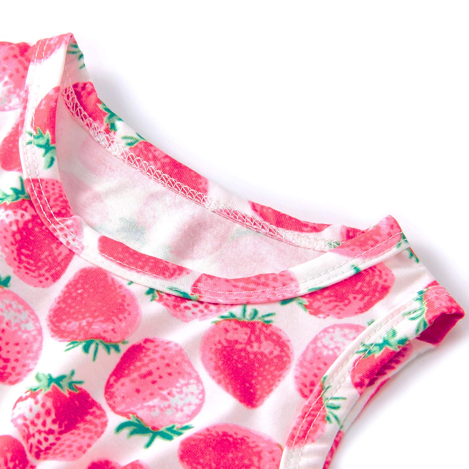 RAISEVERN Fruit Print Säugling Mädchen Outfit sicher Stoff Strampler rosa Kirsche Erdbeere ptinted Overall 6-12 Monate