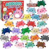 Zesua Party Favors for Kids - 24 Pack Mini Axolotl Plush Toys Keychains | Goodie Bags Stuffers for Kids,Treasure Box Toys for Classroom Rewards,Birthday Party Favors