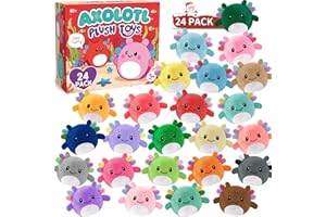 ZESUA Stocking Stuffers for Kids - Christmas Stocking Stuffers - 24 Pack Mini Axolotl Plush Toys Keychains Party Favors - Small Stuffed Animals Bulk Xmas Gifts for Teens Girls Boys Toddler Classroom Rewards