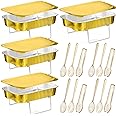 Maxcheck Disposable Chafing Dishes Buffet Set Chafer Wire Racks Buffet Stand Kit Dish Serving Trays Food Warmer Catering Supplies Included Serving Utensils and Stand(4 Sets,Small)