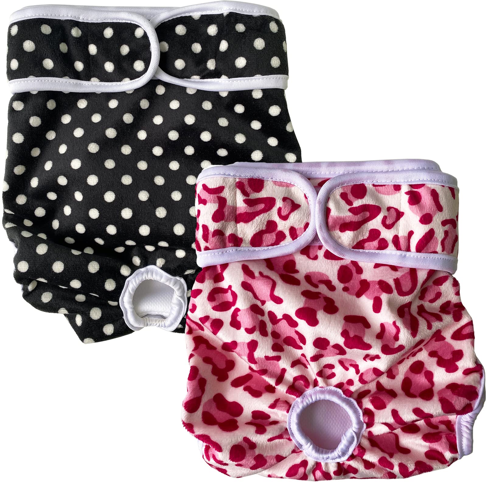 LeerKing Dog Nappies Female 2 Pack, Super Absorbent Dog Period Pants Washable Dog Knickers for Season Sanitary Panties Reusbale Puppy Incontinence,S