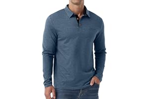 Sailwind Mens Long Sleeve Polo Shirts Button Casual Tee Cotton Collared Golf T Shirts with Pocket