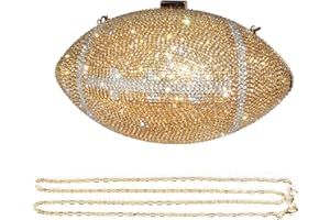 Gripit Bling Rhinestone Football Shaped Rugby Quirky Bag Purse Shoulder Handbag with Crystal for Women Girls