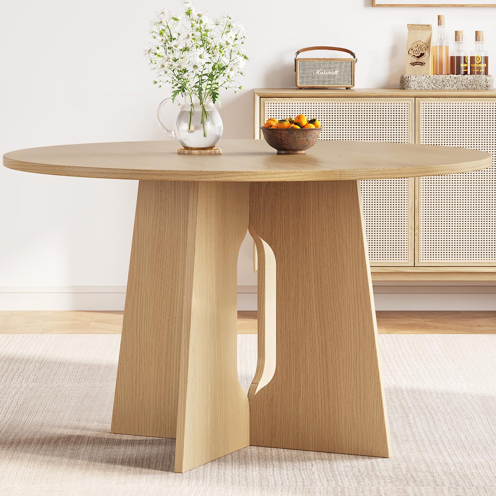 Photo 1 of **PHOTO FOR STYLE REFERENCE (COLOR BROWN) GraceNook 47.24" Round Dining Table, Small Dining Table for 2,4,6, Farmhouse Kitchen Table with Cross Sturdy Legs for Kitchen, Dining Room and Living Room