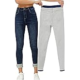 Yehopere Women's Winter Fleece Lined Jeans Slim Fit Warm Skinny High Waist Denim Jean