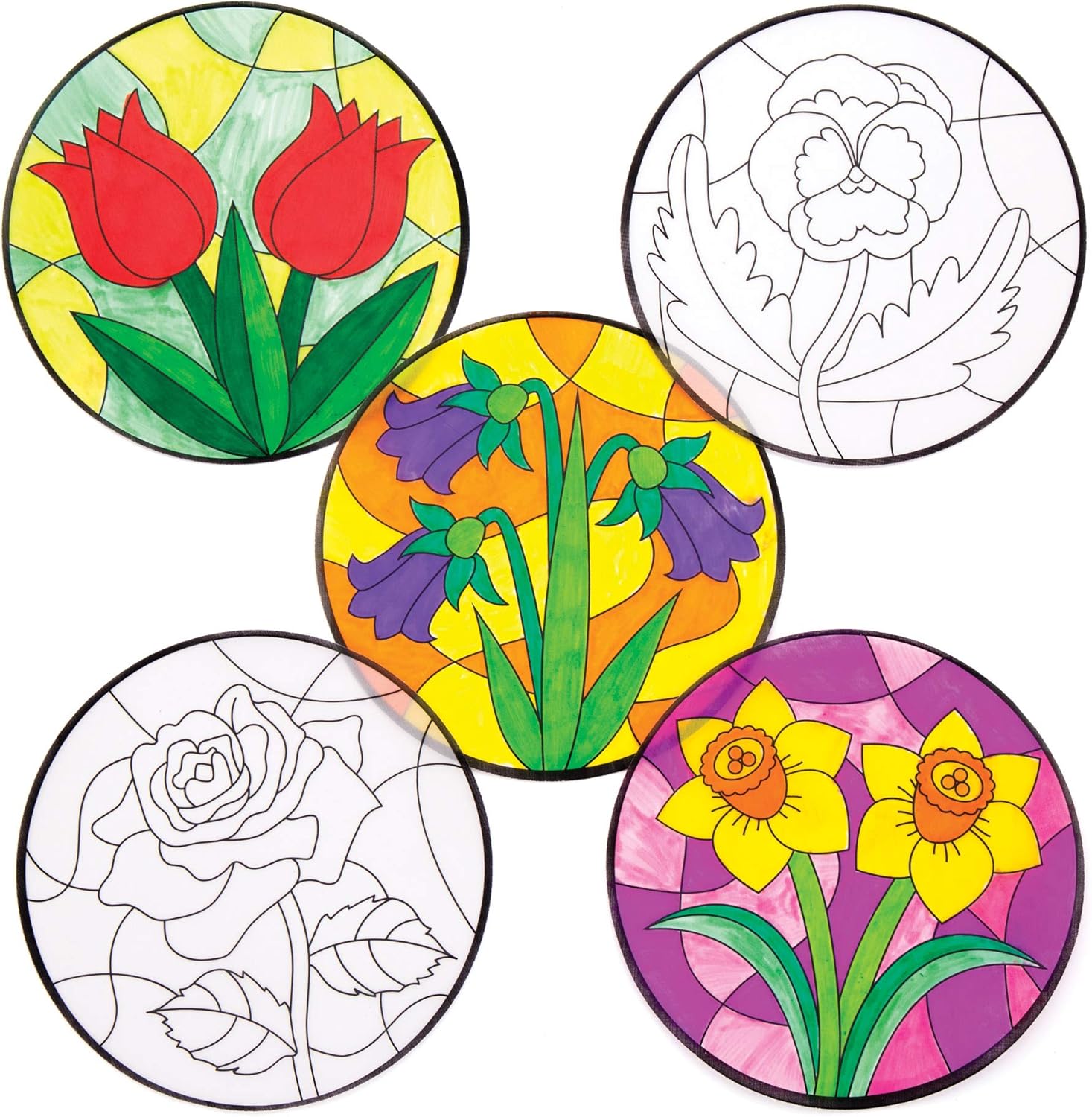 Amazon Com Baker Ross Flower Color In Window Decorations Pack Of