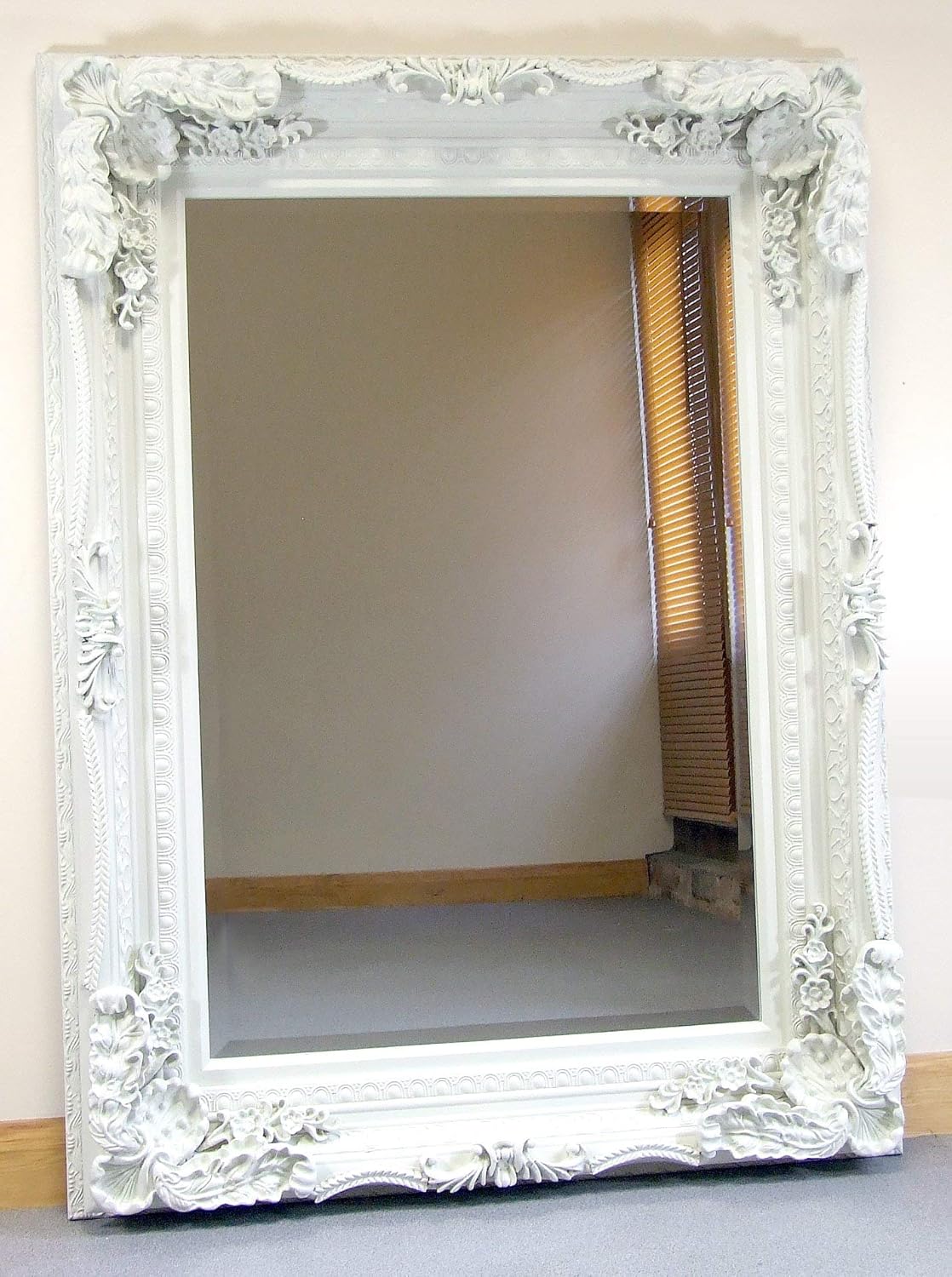 Barcelona Trading Carved Louis Cream Ornate French Frame Wall/Over Mantle Mirror - 35in x 47in, Beige