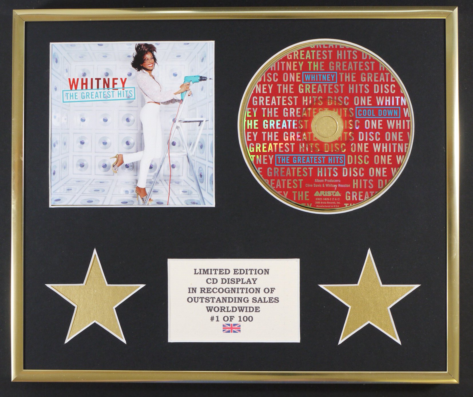 WHITNEY HOUSTON/CD DISPLAY/LIMITED EDITION/COA/THE GREATEST HITS