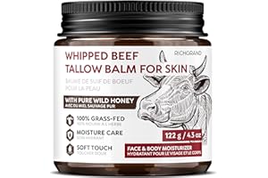 Beef Tallow Skincare - Tallow and Honey Balm - Grass-Fed Beef Tallow for Skin - Natural Face & Body Moisturizer for All Skin 