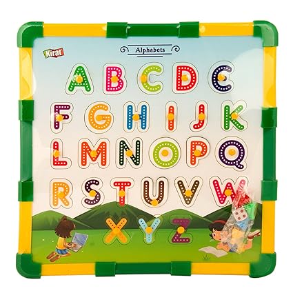 IndiPlay Wooden Alphabets Identification Teaching Tray with Knobs (Alphabets)