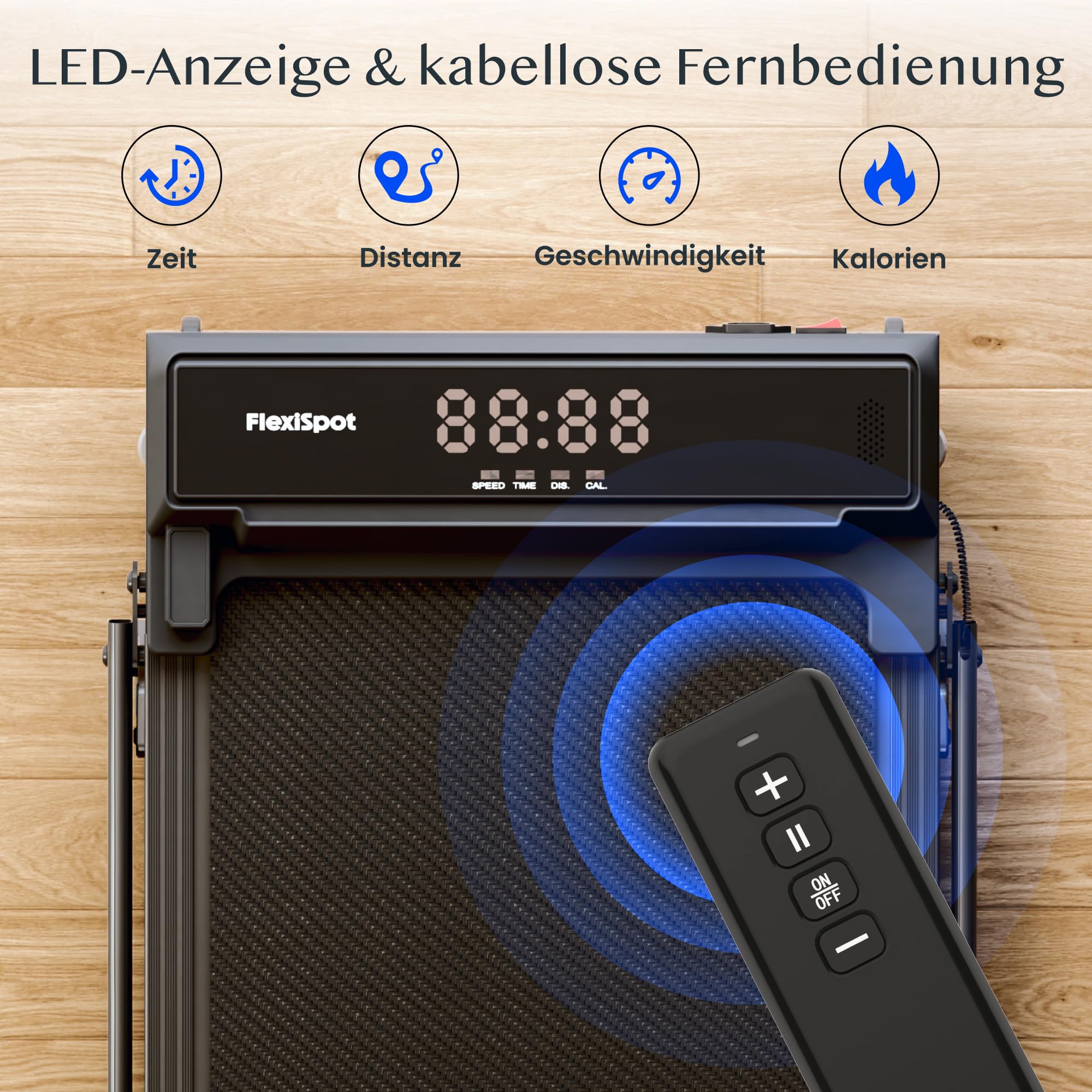 FlexiSpot Laufband mit 7% Steigung, 1–12 km/h, klappbarer Handlauf, bis 140 kg belastbar, LED-Display mit Fernbedienung, Walking Pad für Zuhause & Homeoffice Dynamix Schwarz 5