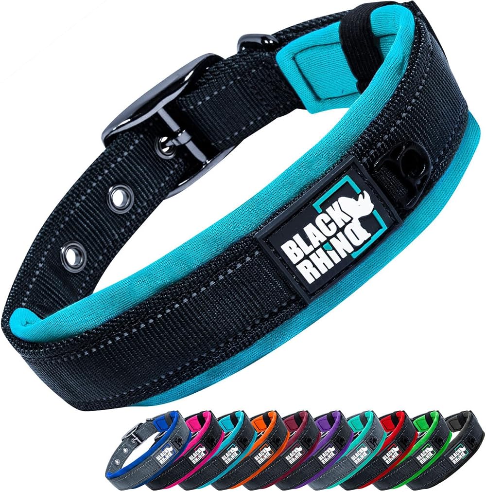 Black Rhino Comfort Collar Ultra Soft Neoprene Padded Dog Collar XL Pink/Black