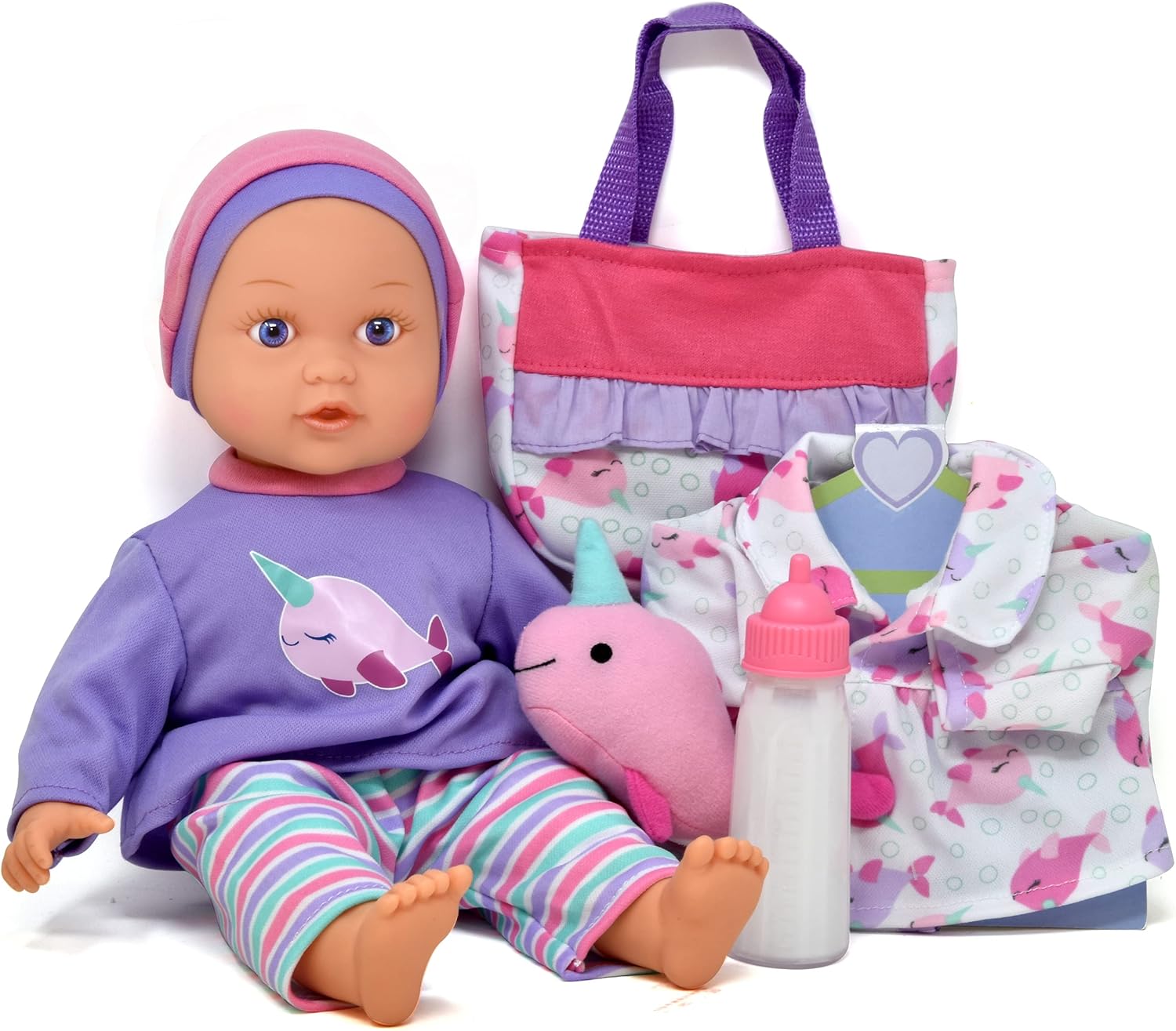 Baby Doll with Toy Accessories Set Magic Disappearing Milk Bottle 14 Inch Soft Body Baby Doll with Clothes Diaper Bag and Bib: Toys & Games