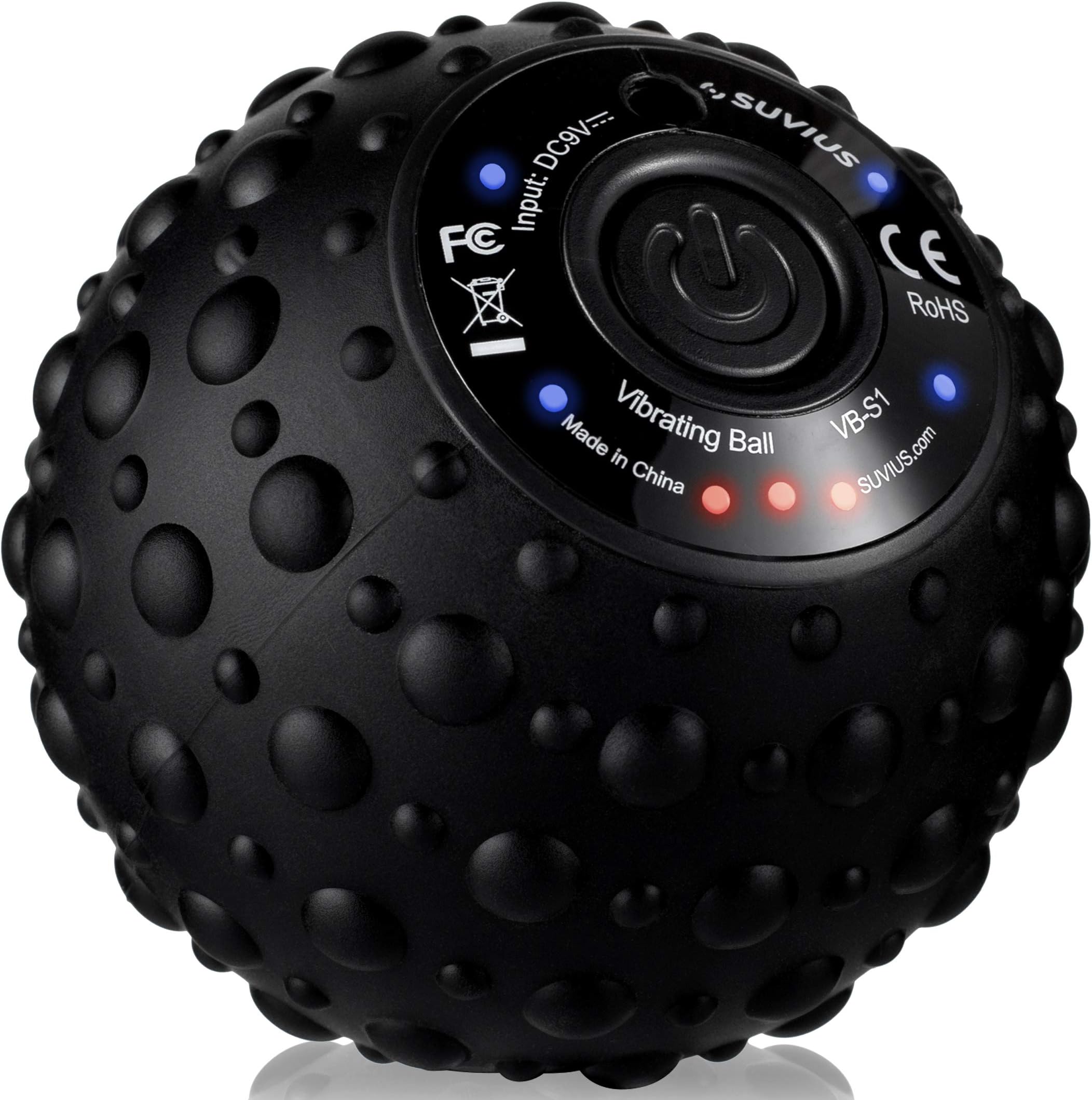 SUVIUS Ball Electric Vibrating Rechargeable Foam Roller - 4 Intensity Levels for Firm Battery-Powered Deep Tissue Recovery, Training, Massage - Therapeutic Back and Muscle Massage Roller