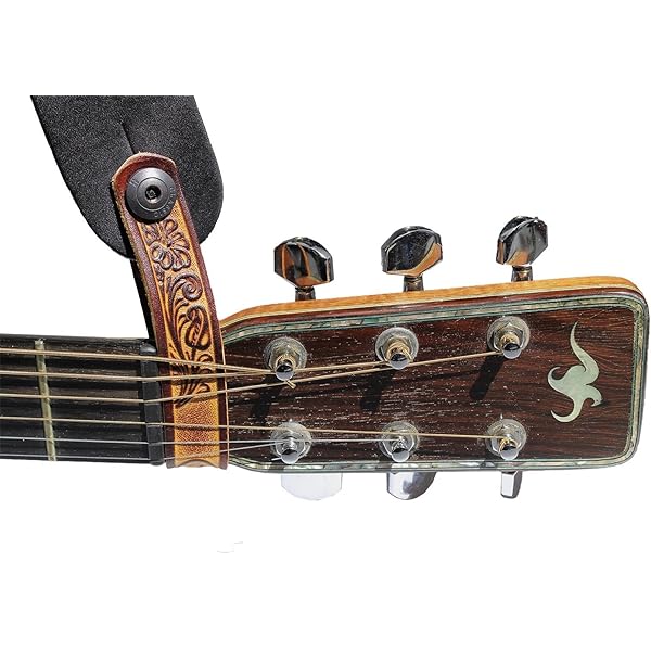thumbnail image 2 of LIF-03 Weathered Dark Brown Padded Leather Strap With Traditional Live Oak Tooling - Walker And Williams 2 of 14