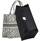 KESOIL Tote Bag Organizer Insert Compatible with Medium Dior Book Tote Bag and On The Go MM,Handbag Storage Felt Insert with Zipper, 9 Pockets (Black With Cover, L)