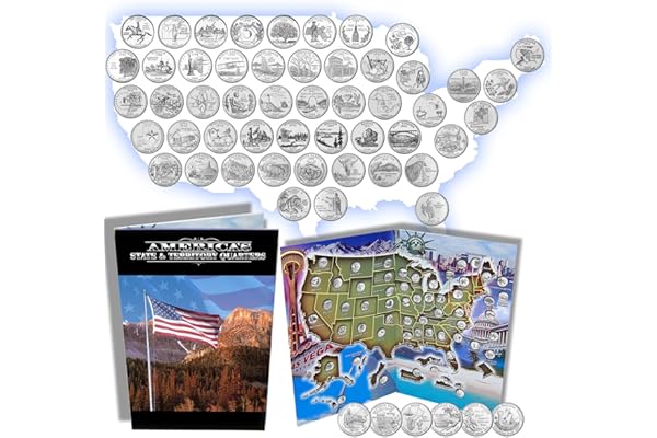 Complete 50 Uncirculated State (99-08) Quarter Collection Set + 6 Territory Quarters from The US Territories Program in a Beautiful Folder Display Book (Complete Set)