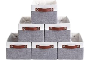 DECOMOMO Small Storage Baskets for Shelves, Baskets Storage Organization, Storage Bins for Shelves (Grey & White, 6 Pack)