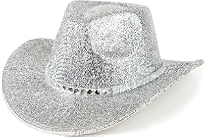 EOGIMI Men & Women Cowboy Hat Western Style Glitter Cosplay Party Costume Hats