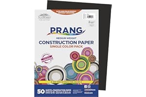 Sunworks Lot de 50 feuilles de papier de construction lourd, 22,9 x 30,5 cm, noir