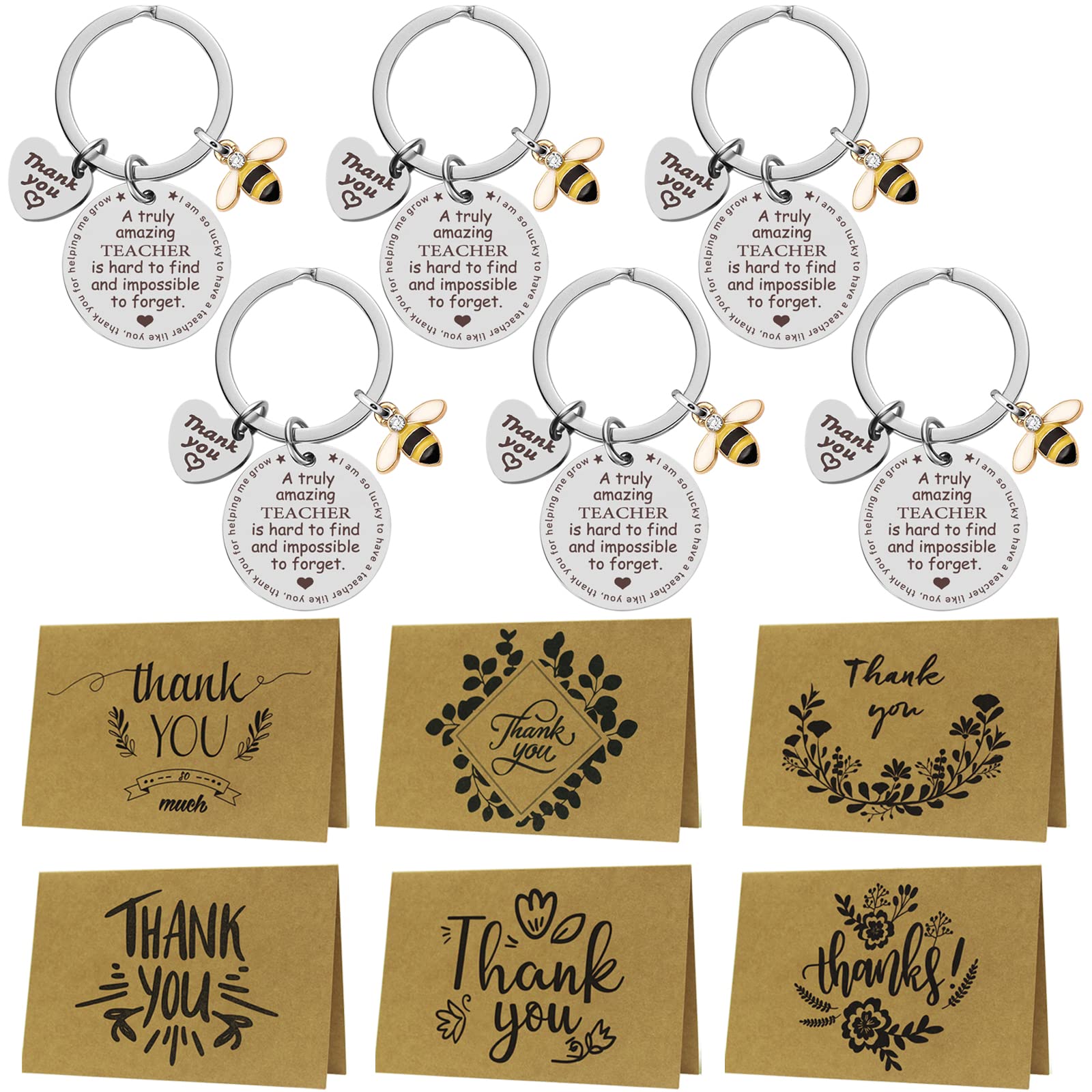 Thank You Card with Keyring,Thank You Gifts for Teacher, Graduation Gifts Teacher Appreciation Gift Teacher Gifts Thank You Card with Envelopes Inspirational Keychain for Teacher's Day Graduation