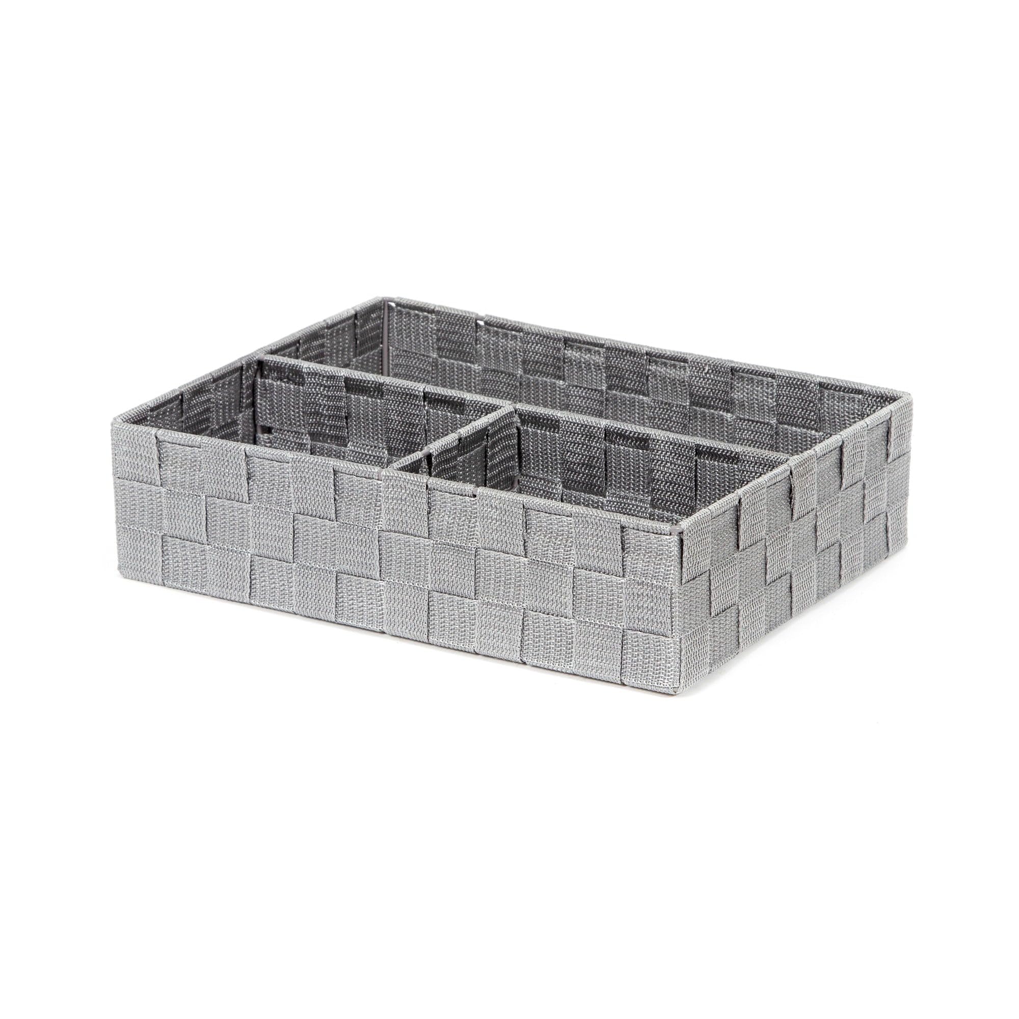 Compactor Stan Drawer Organiser, 3 Compartments, Braided Fabric/Metal, Grey, 32 x 25 x 8cm, Product Code RAN6752