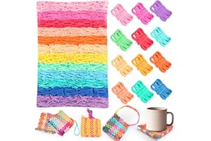 DNPHRPY 1200 PCS Weaving Loom Loops 12 Color Potholder 7 inch Durable Nylon DIY Crafts Projects for Kids Adults Rainbow Themed Potholder Weaving Loops Kit Elastic Ideal Gifts for Girls Ages DIY Crafts Supplie