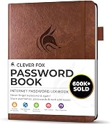 Clever Fox Password Book with Alphabetical Tabs Brown Small Pocket Logbook