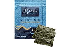 ROYAL SEAFOOD DISTRIBUTION RSF – Premium Seaweed Nori Gold – 50 Full Sheets (125g) – Roasted, Sushi-Grade Nori Sheets for Sushi Rolls, Onigiri, Snacks & More – Vegan, Gluten-Free, Non-GMO