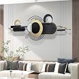 Large Abstract Metal Wall Clock - 56 Inch Black & White 3D Geometric Art Decor For Living Room, Bedroom, Dining Room