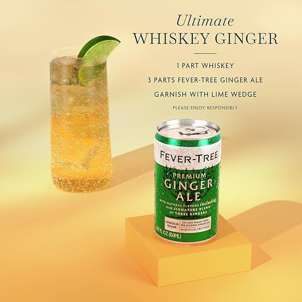 FEVER-TREE GINGER ALE – PREMIUM MIXER FOR COCKTAILS AND MOCKTAILS, 5.1 FL OZ CANS, PACK OF 8 – NATURALLY SOURCED, NON-GMO