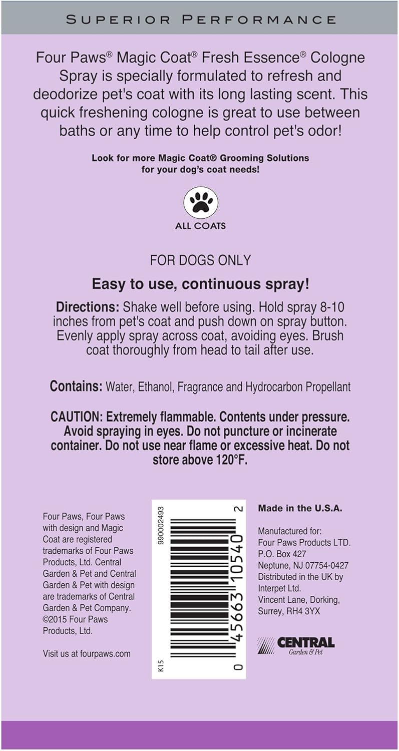 Pet Colognes Amazon Com Four Paws Magic Coat Dog Cologne Spray