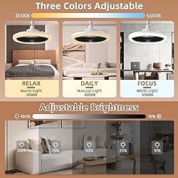 BECLOG Ceiling Fans with Lights and Remote, Socket