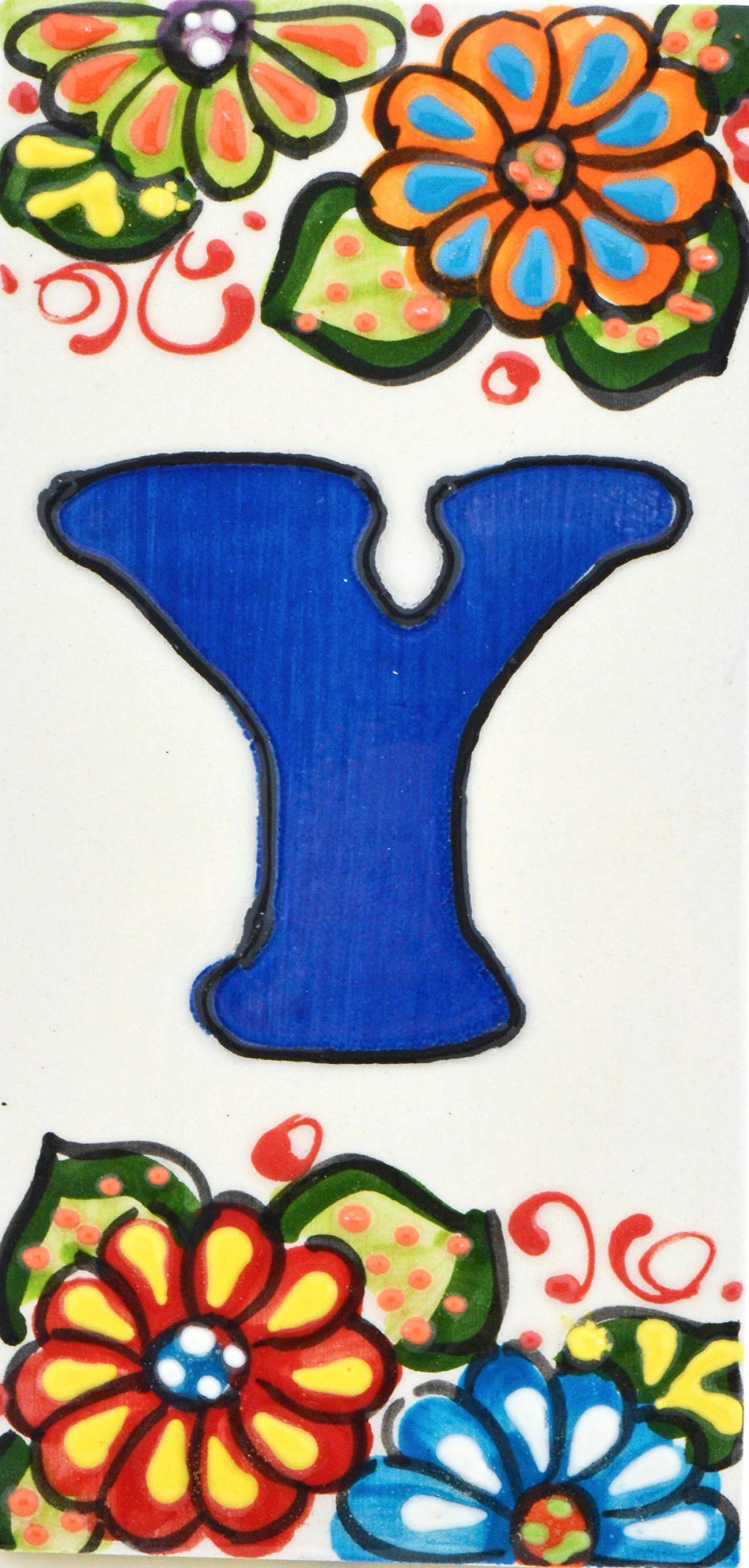 House letters 6 inch. Handpainted house letter tiles for signs, addresses and names. Address numbers for houses. House address numbers and letters. Design Design GARDEN 5,71" x 2,76" (LETTER "Y")