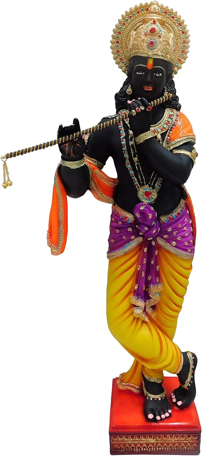 Buy Marble Krishna Murti Antique Coloured Lord Shree Krishna Statue for