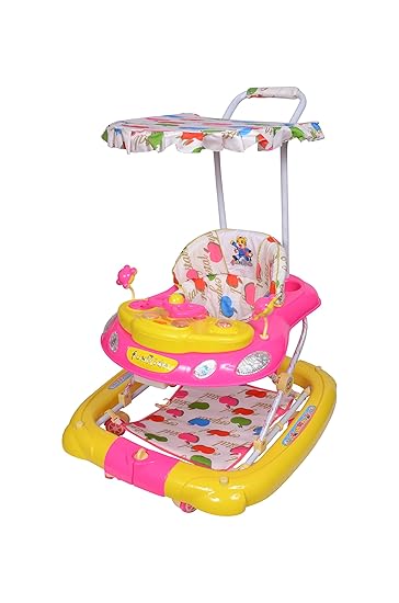 Her Home Luxury 7-In-1 Musical Baby Walker With Stroller & Umbrella - Red